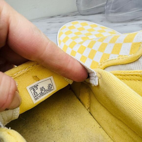 Vans Classic Yellow Checkered Slip On Shoes Missy Size 6 - Picture 9 of 10